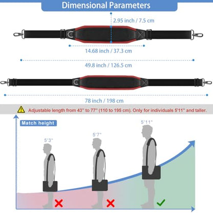 ZINZ Shoulder Strap 78" Belt with Neoprene Thick Padded, Universal Bag Strap with Double Adjustable Buckles and Metal Swivel Hooks,Ideal for Individuals 5'11" and Taller,Red edge - color: Red Edge