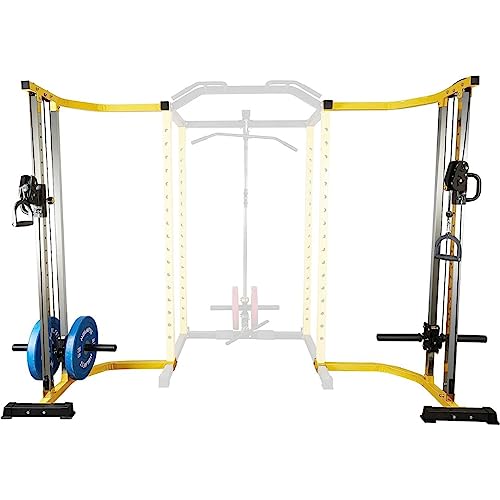 HulkFit Multi-Functional Adjustable Pro Series Power Rack Power Cage Exercise Equipment for Home Gym with Squat Rack Attachments and Accessories - Bench Press, Squats, and Deadlifts - Multicolor - style: Cable Crossover