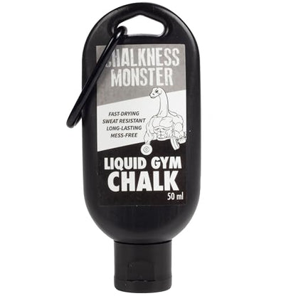 Liquid Gym Chalk - Mess-Free - Combo 2 Pack Premium Sweat Resistant Long Lasting Grip - Quick Dry Hand Grip for Gymnastics, Rock Climbing, Power Lifting and More - Chalkness Monster 200 & 50 mL Bottle