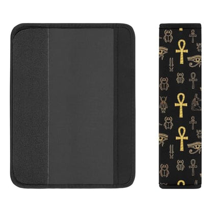 2PCS Ancient Egyptian Ankh Cross Gold Allahu Akbar Anubis Car Seat Straps Shoulder Pads Universal Soft and Comfortable Seat Belt Covers Cushion for Child, All Vehicles, Shock Absorption - color: Pattern 1141
