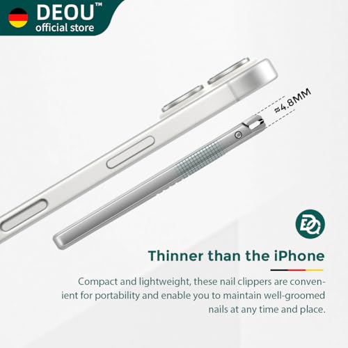DEOU Folding Ultra-Thin Nail Clippers, Anti-Splash Mini Stainless Steel Manicure Tool, take with You When Traveling, own Nail File, Men's and Women's Gifts (Portable Nail Clippers + Leather case) - color: Portable Nail Clippers + Leather Case