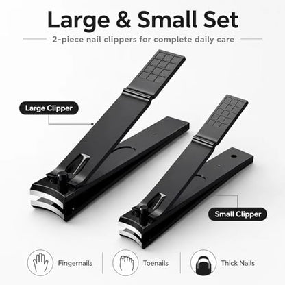 Aogeili Nail Clippers Set, Toenail Clippers & Fingernail Clipper Cutters, Ultra Sharp Stainless Steel Tools, Wide Jaw for Thick Nails, Heavy Duty Manicure Kit for Men Women Seniors - size: Large/Small