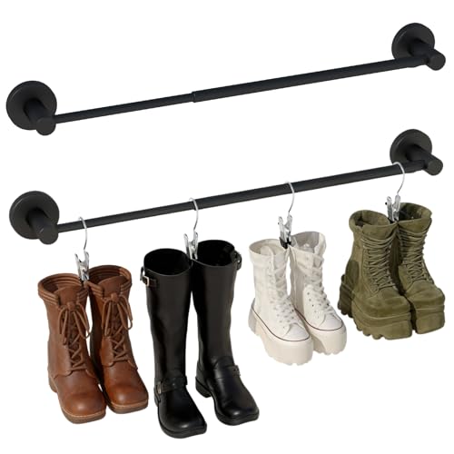 TBWHL Metal Wall-Mounted Boot Rack Hanging Shoe Rack Wall Mounted Organizer Tall Boots for Dorm Room, Closet, Entryway, Bedroom,Bedroom, Patio Outdoor, Hallway, Black, Tall Boots Hanging for 8 Pairs