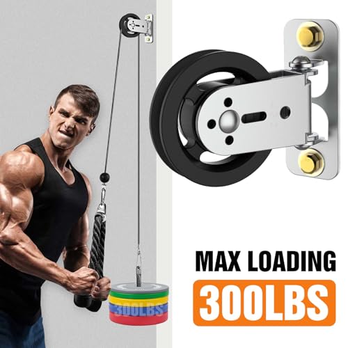 3.5 IN/88 MM Wall Mount Gym Pulley Weight System, 180° Rotation Silent Cable Pulley Wheel Block, Steel Bracket Cable Attachment for Squat Rack, Home Gym, DIY Fitness Equipment - color: Black-2pcs