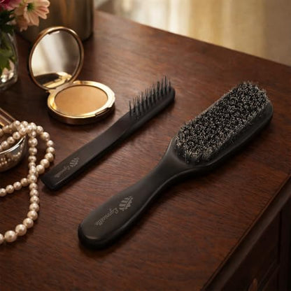 Slick Back Hair Brush Boar Bristles,Smoothing Hair Brush For Fine Hair | Adding Shine,Smoothness＆Volume | Handmade Wooden Boar Bristle Hair Brush | Designed for Fine&Thin Hair