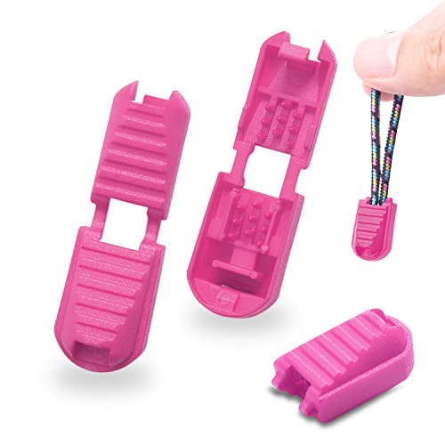 12 Pack Zipper Pull Tabs Cord Ends Tips Shoe Lace End Clips Cord Lock for Paracord Bungee Shoe String End Caps No Tie Shoelace Triathlon Marathon Running Shoe - color: Pink x 12