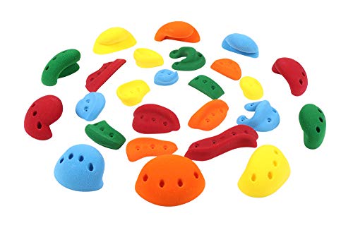 Atomik Rock Climbing Holds Set of 25 Screw-On Holds Style 2 in Assorted Bright Tones