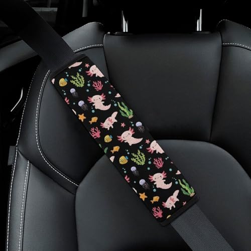 2 Pack Breathable Car Seat Belt Pad for Child, Stroller Pushchair High Chair, Sea Cute Axolotl Neck Strap Covers, Neck and Shoulder Support - color: Pattern 795