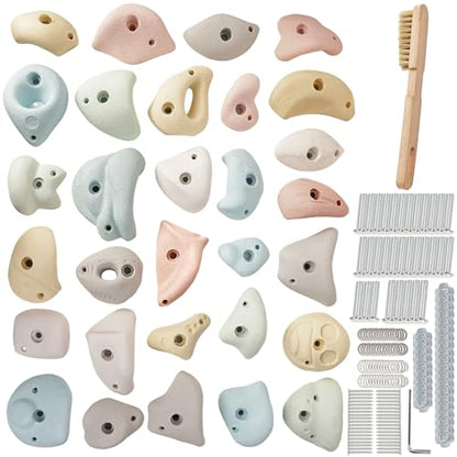 Premium Resin Rock Climbing Holds for All Ages, Large Training Rock Climbing Wall Grips Indoor/Outdoor, Rock-Like Texture Climbing Wall with Mounting Hardware - color: 30 Pcs