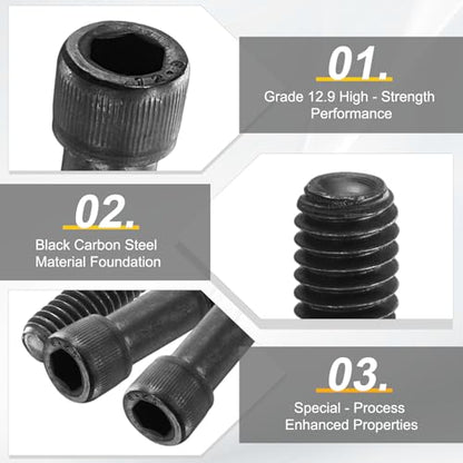 PATIKIL 5/16"-18 x 3-1/2 Socket Head Cap Screws Bolts, 10Pcs Carbon Steel Hex Head Metric Screws for Door Road Bicycle Mountain Bike Auto Ship Communication Equipment, Black - size: 5/16"-18 x 3-1/2