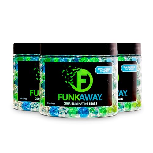 FunkAway Odor Eliminating Beads, 12 oz., 3 Pack, Supercharged Odor Absorbing Beads for the House, Car or Gym, Eliminate Smoke, Pet and Bathroom Odors for Long-Lasting Results - size: 12 Fl Oz (Pack of 3)