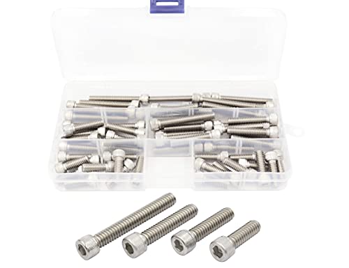 LBY 32pcs Socket Head Cap Screws, 1/4-20 × (3/4''-1-3/4'') Socket Head Screws Assortment Kit, 4 Sizes, 304 Stainless Steel (Silver) - color: Silver, size: 1/4-20