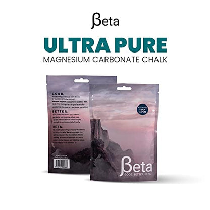 Beta Rock Climbing Chalk Premium, Heat Treated Loose Powdered Rock Climbing Chalk Made with 100% Magnesium Carbonate. 100% of Profits Donated. The Strongest Grip Possible. (Chalk Powder, Hand Chalk)