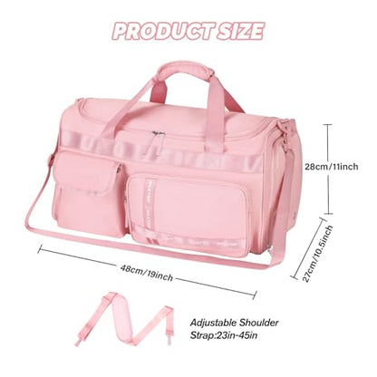 MAXTOP Gym Bag for Women Men Travel Duffle Bag Large Capacity Carry On Weekender Overnight Bag With Shoe Compartment Gym Tote Dry Wet Separation Duffel Bag for Travel - color: All Pink, style: Gym Bag