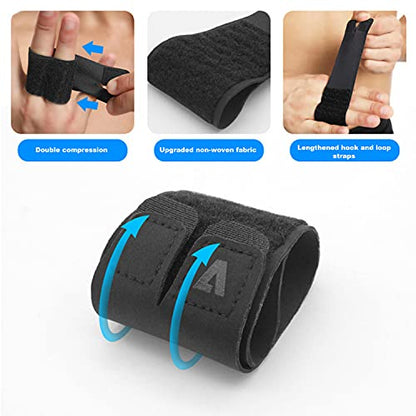 Finger Splint Finger Buddy Wraps Reusable Finger Support Sleeves, Adjustable Elastic Trigger Finger Splints Compression Straightening Mallet Finger Brace for Arthritis Pain, Sport Injuries - L - size: Large, style: Double