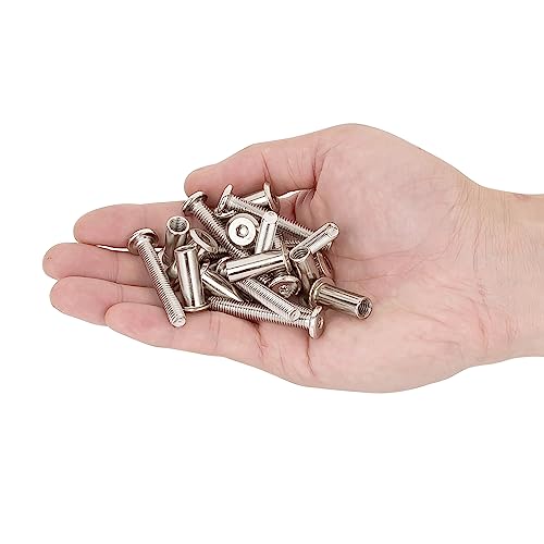 100 Sets Silver M6x40mm Furniture Bolts Metric Hex Screw Bit Set Metal Deck Screws for Furniture Screw Socket Cover Wood Socket Cap Bolt Kit - size: M6x40mm