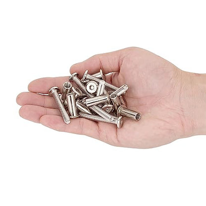 100 Sets Silver M6x40mm Furniture Bolts Metric Hex Screw Bit Set Metal Deck Screws for Furniture Screw Socket Cover Wood Socket Cap Bolt Kit - size: M6x40mm