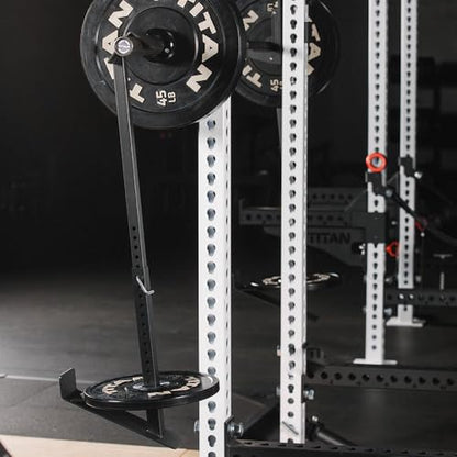 Titan Fitness Eccentric Hooks, Fully Adjustable 20" - 35" Steel Hook Barbell Attachment, Overload Lifting for Explosiveness, Fits Olympic-Sized Weight Plates, Weight Releasers - style: Hook Extensions