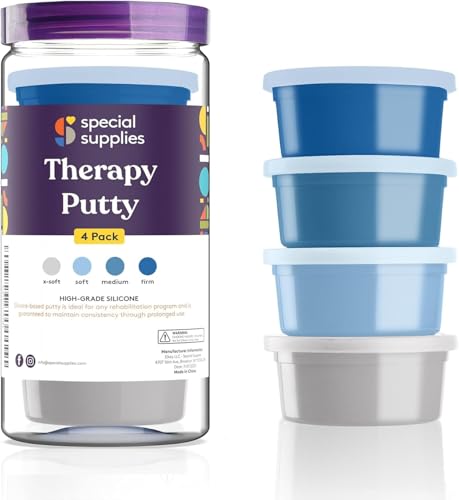Special Supplies Therapy Putty for Kids and Adults - Resistive Hand Exercise Stress Relief Therapy Putty Kit, Set of 4 Strengths, Three Ounces of Each Putty - color: Ocean Colors