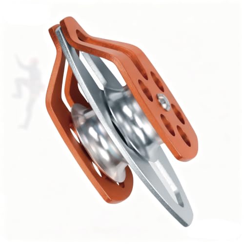 SEPEAK CE&UIAA 30kN Large Rescue Climbing Pulley Double Sheave with Swing Plate Climbing&Rock Lifting,Orange - color: Orange