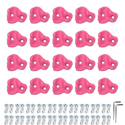 20PCS Rock Climbing Holds for Kids Wall,Kids Rock Wall Climbing Holds Set Plastic with Screw Pad and Nut Rock Climbing Holds for DIY Indoor Outdoor Playground,Roseate - color: Roseate