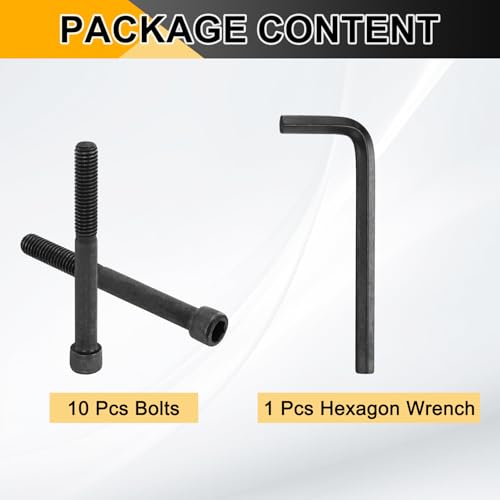 PATIKIL 3/8"-16 x 3-1/2 Socket Head Cap Screws Bolts, 10Pcs Carbon Steel Hex Head Metric Screws for Door Road Bicycle Mountain Bike Auto Ship Communication Equipment, Black - size: 3/8"-16 x 3-1/2