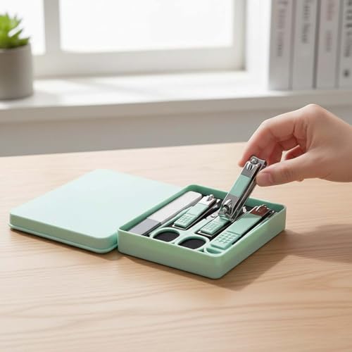 Travel-Friendly Nail Clipper Set, Stainless Steel Manicure Kit with Ear Pick, Nail File and Toenail Clippers, Portable Grooming Tools for Fingernails, Hands and Feet - color: Yellow