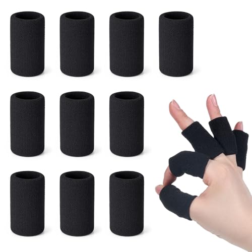 10 PCS Finger Sleeves, Elastic Finger Compression Sleeves, Breathable Thumb Sleeve for Relieving Pain Arthritis, Basketball, Volleyball