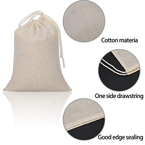 Tatuo 50 Pcs 6 by 8 Inches Muslin Cotton Drawstring Bags Canvas Linen Sachet Bag Reusable Empty Gift Pouch for Party Home Supplies - size: 6x7.9 Inch (Pack of 50)