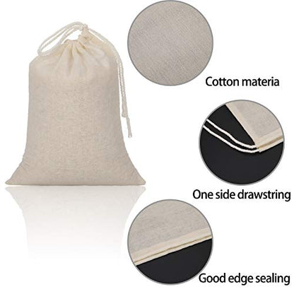 Tatuo 50 Pcs 6 by 8 Inches Muslin Cotton Drawstring Bags Canvas Linen Sachet Bag Reusable Empty Gift Pouch for Party Home Supplies - size: 6x7.9 Inch (Pack of 50)