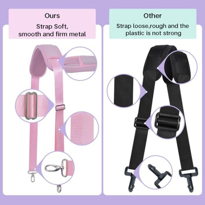 60 Inch Shoulder Strap for Bag with Removable Ultra-Thick Pad | 60" Shoulder Strap with Removable Thick Pad,Adjustable Buckles and Metal Hooks, for Briefcase/Laptop/Messenger/Luggage Bag - color: Pink
