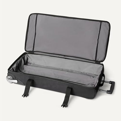 Amazon Essentials Wheeled Rolling Duffel Bag, 30-Inch (76.2 cm) Checked-Size, Expandable, Shoe Compartment, Telescoping Handle, Black - size: 30 inches