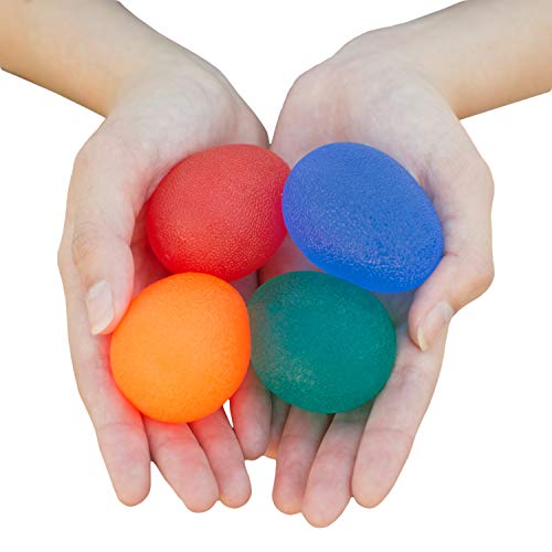 RMS 4-Pack Hand Exercise Balls - Physical & Occupational Therapy Kit | For Arthritis and Grip Strength, 4 firmness levels for stiff hands, fingers, stress and hand therapy