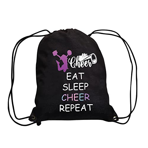 JYTAPP Cheer Drawstring Bag for Cheerleading Gifts Eat Sleep Cheer Gym Cheer Team Gifts Practice Bag for Cheerleaders (black)