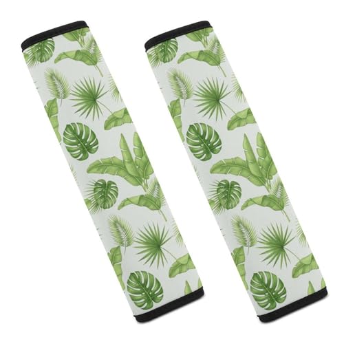 1 Pair Tropical Plants Green Palm Leaves Rainforest Car Seat Straps Shoulder Pads Soft Padded Harness Pads Strap for Adult Use, Stroller Pushchair High Chair, Comfortable Driving - color: Pattern 414