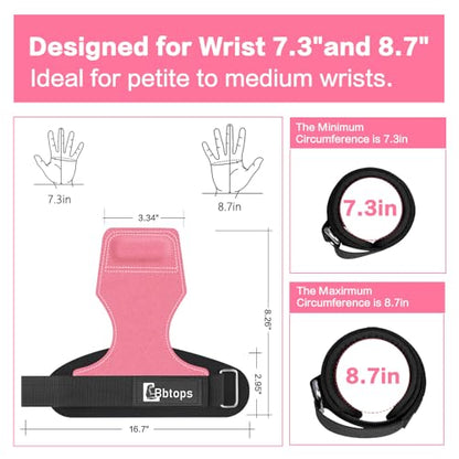Weight Lifting Wrist Strap, Double-Layer Leather Wrist Straps for Gym Strength Training Weightlifting,Deadlift and Powerlifting, Enhance Grip Strength Neoprene Padding Gym Workout Lifting Straps Men/Women Pair - color: Pink