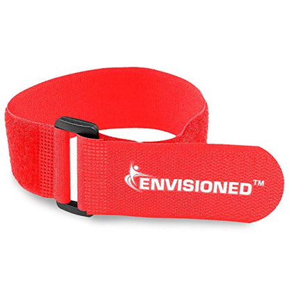 Reusable Cinch Straps 2" x 100" - 2 Pack - Hook and Loop Straps (Neon Red) - color: Red, size: 2" x 100"