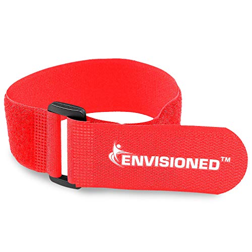 Reusable Cinch Straps 2" x 100" - 2 Pack - Hook and Loop Straps (Neon Red) - color: Red, size: 2" x 100"