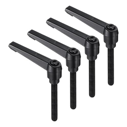 uxcell 4pcs Clamping Lever Handles, M8 x 60mm Black Oxide Carbon Steel Threaded Male Stud, Adjustable Handles Locking Quick Release Ratchet Push Button Bolt Knobs, Black - size: M8 x 60mm
