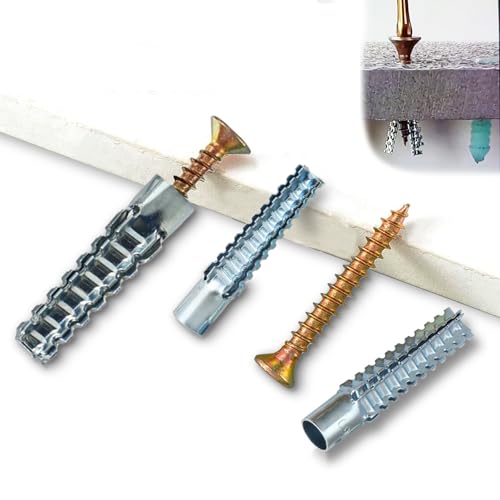 60 Pack Hollow Wall Anchor with Screws,Loose Hinge Hole Repair Kit for Concrete Wall, Metal Expansion Bolt for Drywall (1/4 inch) - size: 1/4 inch