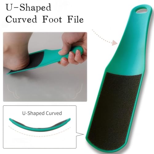 U-Shaped Curved Foot File Dead Skin Callus Remover Scrubber | Double-Sided, Dead Skin Callus Remover, Foot Scrubber for Wet and Dry Feet, Curved Design for Full Heel & Side Exfoliation