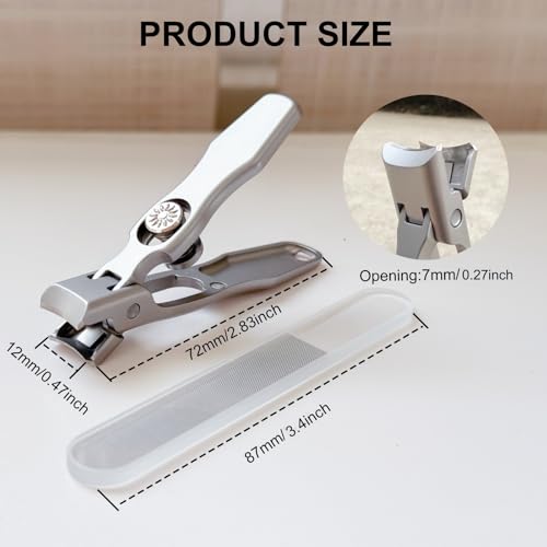 German Heavy Duty Nail Clippers for Thick Nails - Ultra Sharp Stainless Steel Clippers with Wide Jaw Opening & Anti-Splash Catcher - Ideal for Seniors, Men & Women with Safety Lock - style: Small Silver Set with Nail File