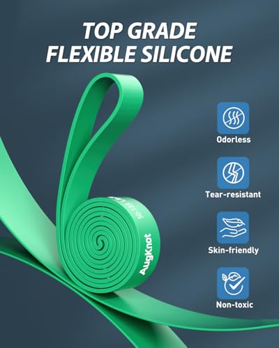 AugKnot Resistance Bands for Working Out: 5-Levels Silicone Exercise Bands Set - 3X Tear-Resistant Pull Up Assistance, Odorless Anti-Slip for Men Women Home Gym