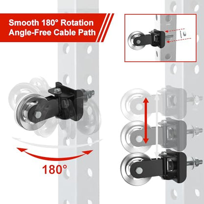 Aluminum Alloy Rotating Pulley Attachment for 3×3 Power Racks Heavy-Duty Cable Pulley with 180° Pivot Smooth CNC Machined Wheel Bolt-On Cable Station Upgrade for Home Gym - color: 1 pair