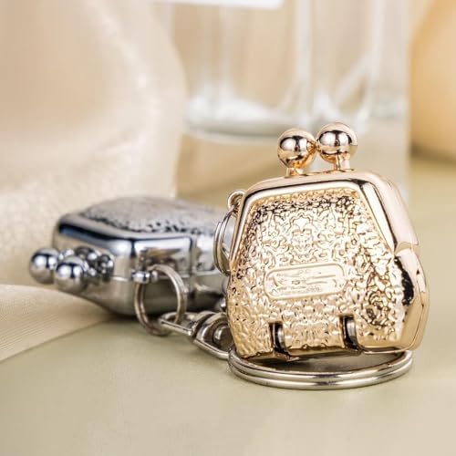 Mini Nail Clippers with Keyring, Portable Bag-Shaped Folding Fingernail Clipper Keychain, Foldable Compact Pocket Nail Cutter for Home Travel Daily Use (Gold and Silver) - color: Gold and Silver