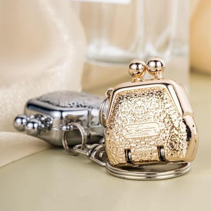 Mini Nail Clippers with Keyring, Portable Bag-Shaped Folding Fingernail Clipper Keychain, Foldable Compact Pocket Nail Cutter for Home Travel Daily Use (Gold and Silver) - color: Gold and Silver