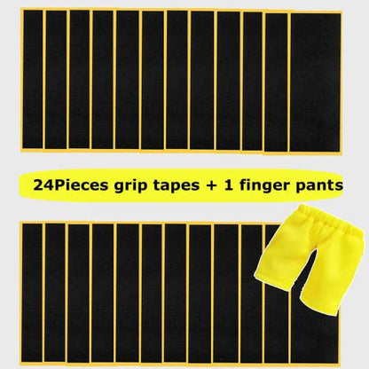 WINDIR 24Pcs Foam Grip Tape +1 Finger Pant for Fingerboards, 38 * 110mm Professional Black Wooden MiNi Skateboards (24+1) - color: 24pcs+1 Finger Pant