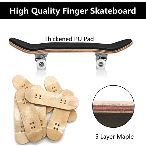 Complete Fingerboard, 5 Layered Maple Wood Professional Mini Fingerboards Toy Wooden Fingerboard with Upgraded Components Reduce Pressure Gifts for Kids 3.78 x 1.1 inch (White)