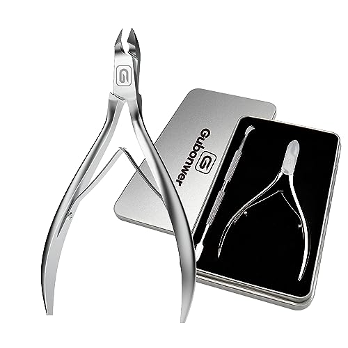 Cuticle Trimmer 3/4 Jaw Extremely Sharp Cuticle Nippers Scissors Stainless Steel Clippers Cutter Remover Pedicure Manicure Nail Tool, cuticle pusher (Cuticle Nippers+Cuticle Pushers/Silver-S) - color: Cuticle Nippers+cuticle Pushers/Silver-s