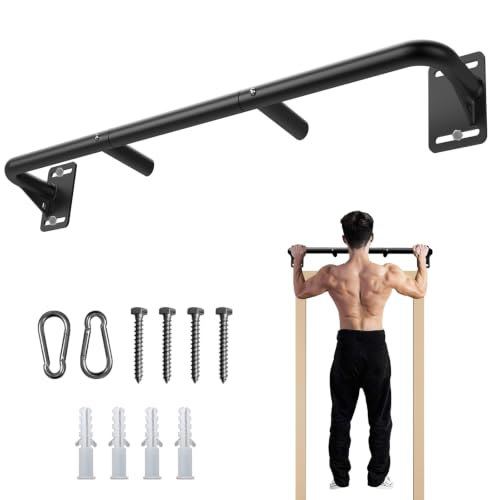Joist Mount Pull Up Bar, Wall Mount Pull Up Bar for Doorway | Home Gym Workout Equipment, Heavy Duty Steel Construction - color: Wall Mounted for 7-8ft Beams, 32in Span Studs